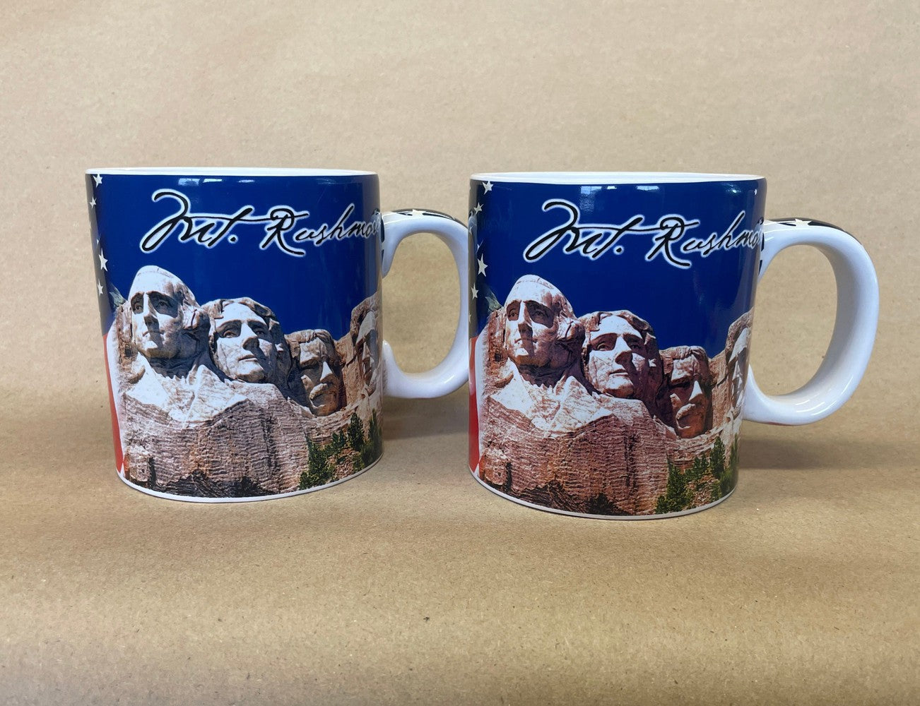 Mt. Rushmore U.S. Flag Mugs-Pair